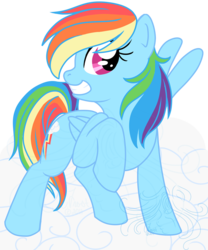 Size: 750x900 | Tagged: safe, artist:masqueadrift, rainbow dash, pony, g4, cloud, female, smiling, solo