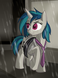 Size: 650x862 | Tagged: safe, artist:zedrin, dj pon-3, vinyl scratch, pony, g4, female, necktie, solo