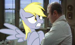 Size: 2946x1767 | Tagged: safe, artist:astringe, derpy hooves, human, pony, g4, bob hoskins, disney, eddie valiant, irl, photo, ponies in real life, vector, who framed roger rabbit