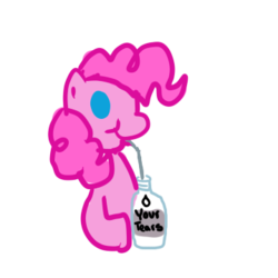 Size: 360x360 | Tagged: artist needed, safe, pinkie pie, g4, crying, drama, drinking, simple background, straw, transparent background, your tears are delicious