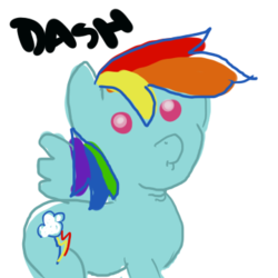 Size: 360x360 | Tagged: safe, artist:lightsaberguy, rainbow dash, pegasus, pony, g4, female, gumball eyes, looking at you, mare, simple background, solo, text, transparent background, wings