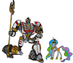 Size: 703x613 | Tagged: artist needed, source needed, safe, princess celestia, g4, crossover, sentinel zeta prime, transformers, transformers: war for cybertron