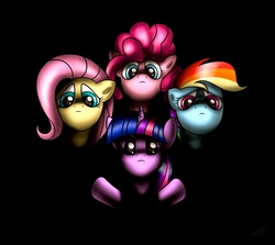 Size: 1535x1369 | Tagged: safe, artist:dori-to, fluttershy, pinkie pie, rainbow dash, twilight sparkle, g4, bohemian rhapsody, hilarious in hindsight, parody, queen (band)