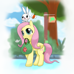 Size: 1000x1000 | Tagged: safe, artist:hoyeechun, angel bunny, fluttershy, g4