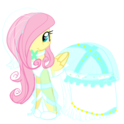 Size: 600x600 | Tagged: safe, artist:anaxboo, fluttershy, pegasus, pony, g4, alternate hairstyle, clothes, dress, female, mare, simple background, solo, transparent background, wedding dress