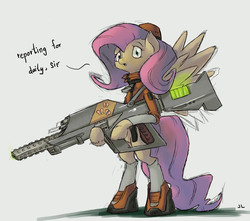 Size: 2550x2250 | Tagged: safe, artist:docwario, fluttershy, pony, g4, gun, high res