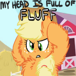Size: 150x150 | Tagged: artist needed, safe, applejack, g4, fluffy, fluffyjack, my head is full of, picture for breezies