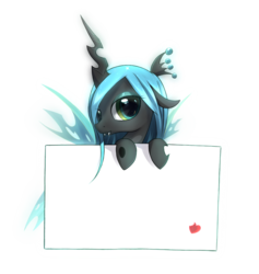 Size: 1020x1077 | Tagged: safe, artist:zymonasyh, queen chrysalis, g4, cute, cutealis, filly, note, simple background, solo, transparent background