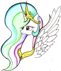 Size: 1130x1323 | Tagged: safe, artist:lovecelestia, princess celestia, alicorn, pony, g4, bust, female, profile, solo, traditional art