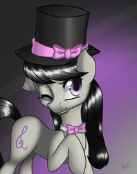 Size: 1443x1823 | Tagged: safe, artist:andreasbs, octavia melody, earth pony, pony, g4, female, hat, solo, top hat, wink