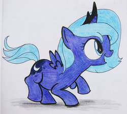 Size: 947x843 | Tagged: safe, artist:charisan, princess luna, pony, g4, female, filly, solo, woona
