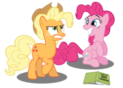 Size: 6064x4336 | Tagged: safe, artist:austiniousi, applejack, pinkie pie, earth pony, pony, g4, absurd resolution, alternate hairstyle, duo, duo female, female, loose hair, mare, simple background, transparent background, vector