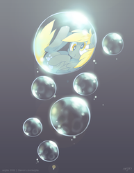 Size: 619x800 | Tagged: dead source, safe, artist:anjila, derpy hooves, pegasus, pony, g4, bubble, female, mare, solo