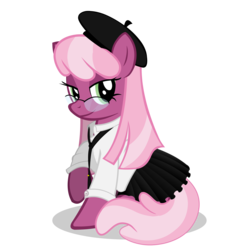 Size: 2800x2800 | Tagged: safe, artist:cartoontiger, cheerilee, earth pony, pony, g4, bedroom eyes, beret, clothes, dress, female, glasses, high res, mare, simple background, solo, transparent background
