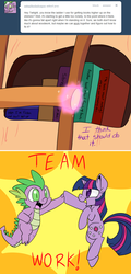 Size: 700x1458 | Tagged: safe, artist:lustrous-dreams, spike, twilight sparkle, ask filly twilight, g4