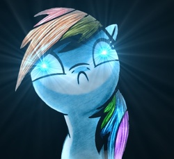 Size: 598x547 | Tagged: safe, rainbow dash, g4, assuming direct control, glowing eyes, glowing eyes meme, reaction image, wat