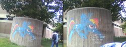 Size: 960x360 | Tagged: safe, rainbow dash, g4, chalk, graffiti, new york college, photo