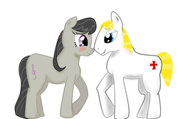 Size: 1500x1000 | Tagged: safe, artist:mtuziak, octavia melody, earth pony, pony, g4, anders behring breivik, blushing, nose to nose, ponified, shipping