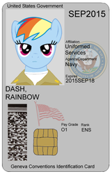 Size: 305x474 | Tagged: safe, artist:totallynotabronyfim, rainbow dash, g4, card, id card, license, military, us navy