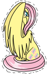 Size: 277x390 | Tagged: safe, artist:heyitshappydoodle, fluttershy, pegasus, pony, g4, female, looking away, looking up, mare, simple background, sitting, solo, transparent background