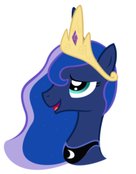 Size: 3500x4495 | Tagged: safe, artist:shani-art, princess luna, alicorn, pony, g4, accessory swap, adventure in the comments, bust, crown, ethereal mane, female, looking up, mare, portrait, simple background, smiling, solo, starry mane, transparent background