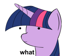 Size: 2000x1500 | Tagged: artist needed, safe, twilight sparkle, pony, unicorn, g4, dot eyes, female, mare, reaction image, simple background, solo, transparent background, unicorn twilight, wat