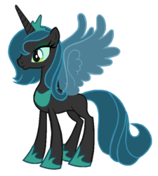 Size: 630x700 | Tagged: safe, artist:colossalstinker, princess luna, queen chrysalis, changeling, g4, alternate design, female, simple background, solo, transparent background, vector