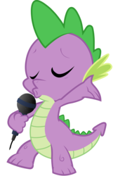 Size: 1814x2809 | Tagged: safe, artist:shadowgtr, spike, dragon, g4, eyes closed, male, microphone, simple background, singing, solo, song, transparent background, vector