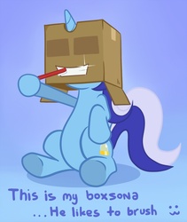 Size: 716x850 | Tagged: safe, artist:gsphere, minuette, pony, unicorn, g4, :3, box, toothbrush