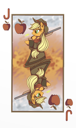 Size: 2436x4095 | Tagged: safe, artist:angelicmodivation, applejack, g4, card, playing card, pun