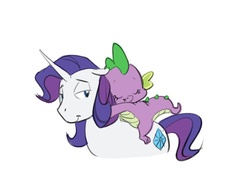 Size: 785x600 | Tagged: safe, artist:carnifex, rarity, spike, dragon, pony, unicorn, baby, baby dragon, barb, barbabetes, barlusive, cute, dragoness, elusive, elusweet, female, hug, interspecies, male, rule 63, rule63betes, shipping, simple background, smiling, sparity, stallion, straight, white background