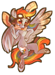 Size: 550x744 | Tagged: safe, artist:koshi-doshi, rainbow dash, semi-anthro, g4, clothes, female, flying, goggles, scarf, solo