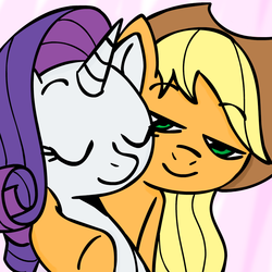 Size: 945x945 | Tagged: safe, artist:megasweet, artist:rustydooks, applejack, rarity, g4, female, lesbian, ship:rarijack, shipping