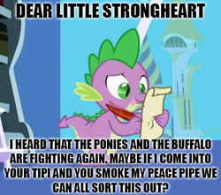 Size: 436x386 | Tagged: safe, edit, edited screencap, screencap, spike, dragon, friendship is magic, g4, caption, image macro, letter, male, quill, scroll, spike's love letters, tongue out, twilight's canterlot home, window