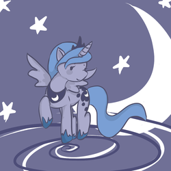 Size: 900x900 | Tagged: safe, artist:purpletanookisuit, princess luna, pony, g4, crescent moon, female, raised hoof, solo