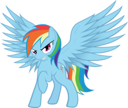 Size: 1830x1541 | Tagged: safe, artist:marker, rainbow dash, pegasus, pony, g4, female, mare, raised hoof, simple background, solo, spread wings, transparent background, vector, wings