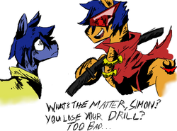 Size: 395x293 | Tagged: safe, artist:superintendantvince, kamina, ponified, tengen toppa gurren lagann