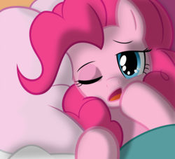 Size: 8826x8000 | Tagged: safe, artist:johnjoseco, artist:quasdar, pinkie pie, earth pony, pony, g4, absurd resolution, bed, female, morning ponies, solo