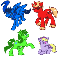 Size: 648x617 | Tagged: safe, artist:solarcharm, dave strider, homestuck, jade harley, john egbert, ponified, rose lalonde