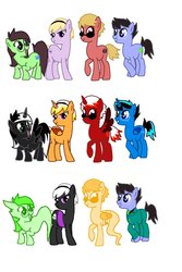 Size: 731x1093 | Tagged: safe, alicorn, earth pony, pony, colt, dave strider, davesprite, female, filly, god tier, heir of breath, homestuck, jade harley, jadesprite, john egbert, knight of time, lidded eyes, male, ponified, rose lalonde, seer of light, simple background, sprite (homestuck), witch of space