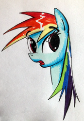 Size: 552x798 | Tagged: safe, artist:kiriall, rainbow dash, pony, g4, bust, female, portrait, solo, traditional art