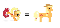 Size: 671x316 | Tagged: safe, applejack, earth pony, pony, g4, 8-bit, angry, atari, bucking, pixel art, pony mathematics, pun, punching bag