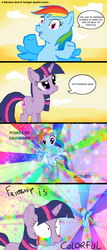 Size: 900x2097 | Tagged: safe, artist:rainbowdashplz, rainbow dash, twilight sparkle, g4, color, comic, wat