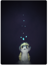 Size: 900x1203 | Tagged: safe, artist:ou-key, derpy hooves, pegasus, pony, g4, crying, dark, female, glowing, mare