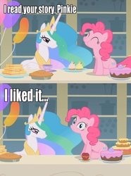 Size: 952x1280 | Tagged: safe, pinkie pie, princess celestia, g4, cool story bro, image macro