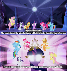 Size: 503x536 | Tagged: safe, applejack, fluttershy, pinkie pie, rainbow dash, rarity, twilight sparkle, g4, grandmother quotes, kamen rider, kamen rider kabuto, meta, text