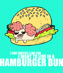 Size: 700x809 | Tagged: safe, artist:kicksatanout, pinkie pie, earth pony, pony, g4, burger, female, food, hamburger, micro, solo, tim and eric, wat