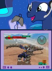 Size: 563x769 | Tagged: safe, princess luna, pony, gamer luna, g4, exploitable meme, fuzor dragon, meme, seisosaurer, tv meme, zoids, zoids battle legend