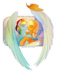 Size: 2261x2874 | Tagged: dead source, safe, artist:antiander, applejack, rainbow dash, earth pony, pegasus, pony, g4, female, high res, imminent kissing, lesbian, ship:appledash, shipping