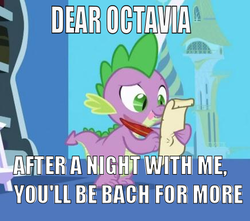 Size: 436x386 | Tagged: safe, edit, edited screencap, screencap, spike, dragon, friendship is magic, g4, caption, image macro, letter, male, pun, quill, scroll, spike's love letters, tongue out, twilight's canterlot home, window